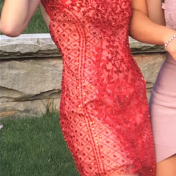 Gorgeous Red Beaded & Sequin Dress - Picture 6 of 12